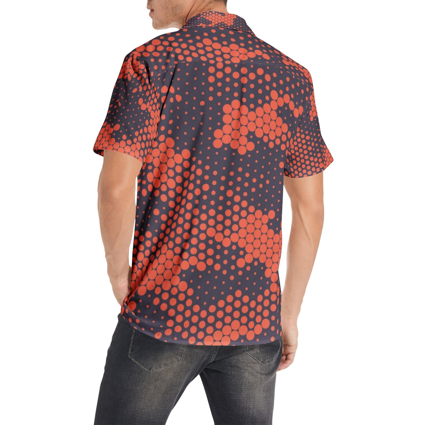 Cotton Camo Shirt For Men | Orange & Blue Short-Sleeve