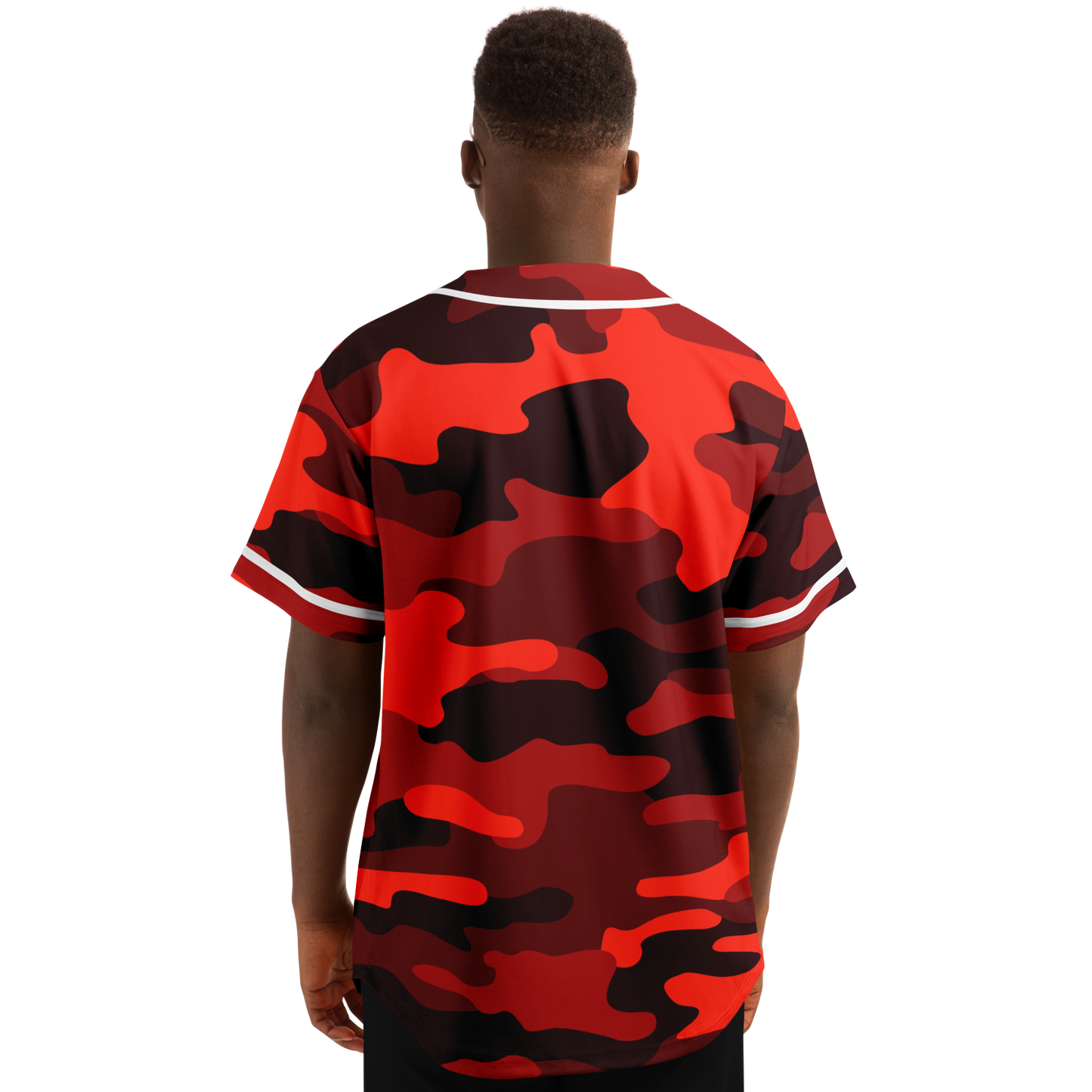 Camo Baseball Jersey | Scarlet Red & Black Camouflage