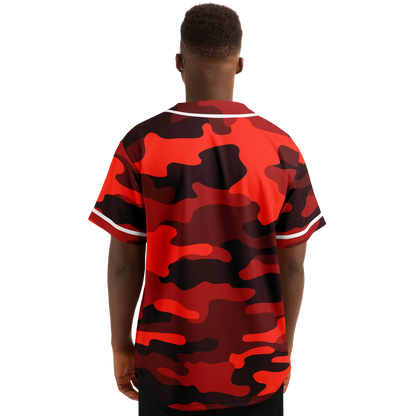 Camo Baseball Jersey | Scarlet Red & Black Camouflage