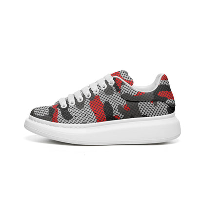 Oversized McQueen Sneakers | Red, Black, and Gray Pixel Camo