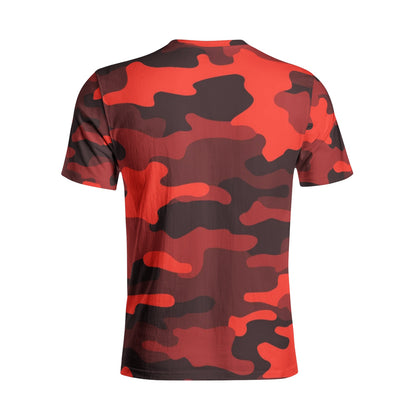 Camo T-shirt | Cotton | Unisex | Scarlet Red and Black