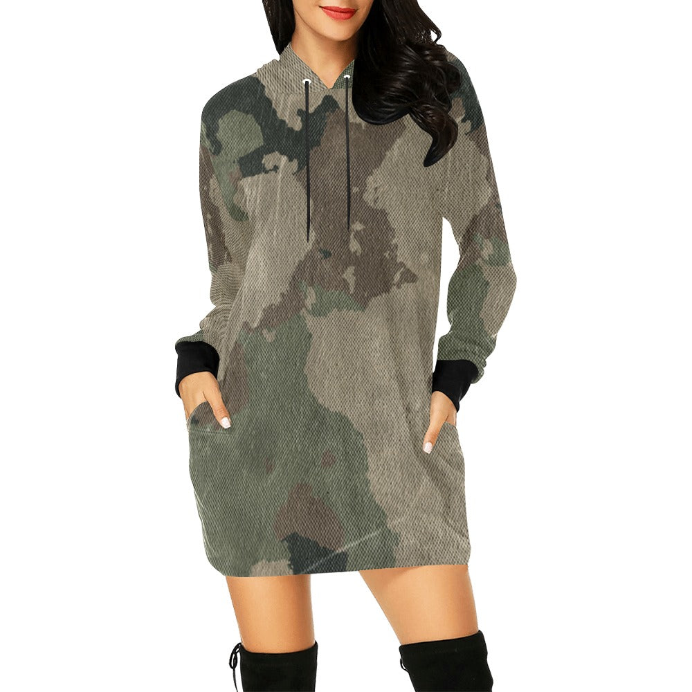 Camo Hoodie Dress | Dirty Brown Camouflage