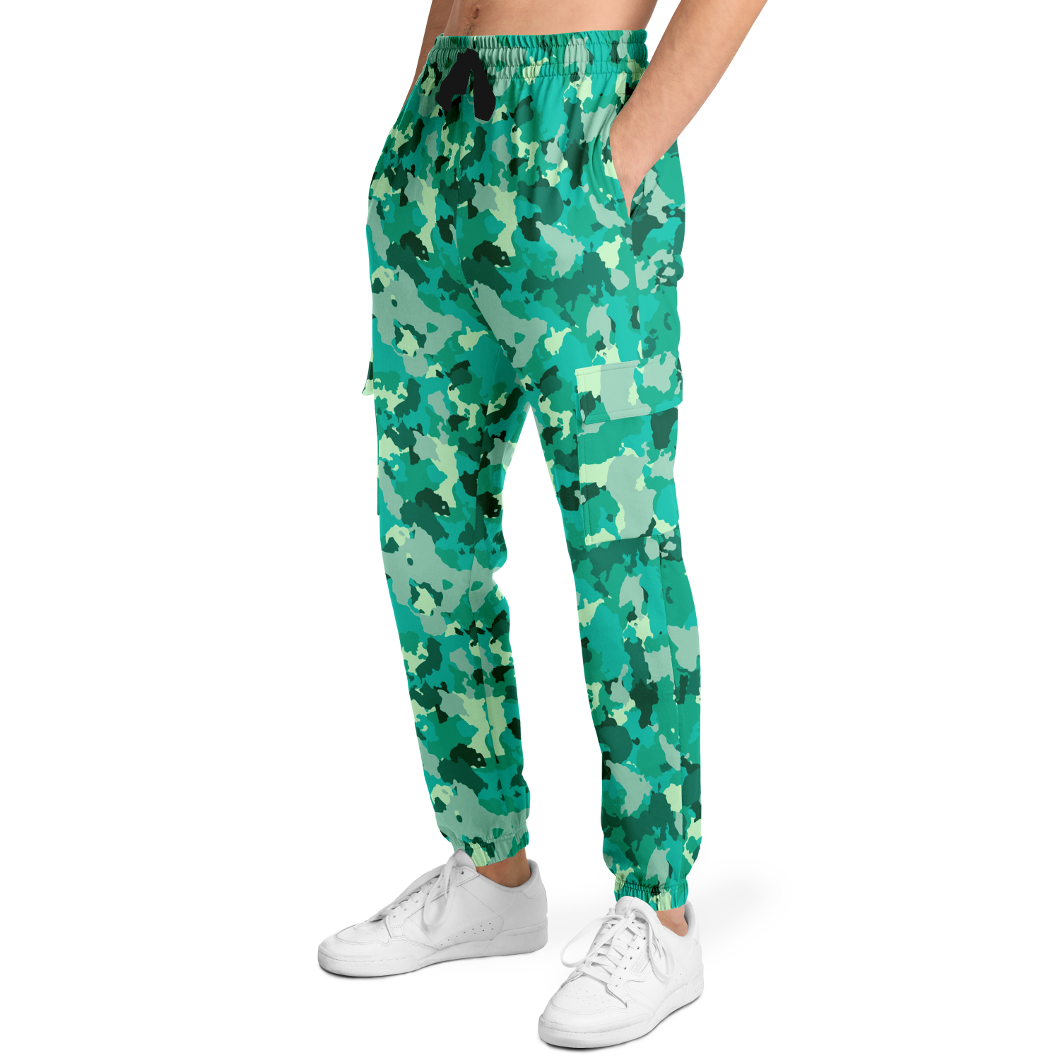 Cyan Green Camo Cargo Pants | Unisex