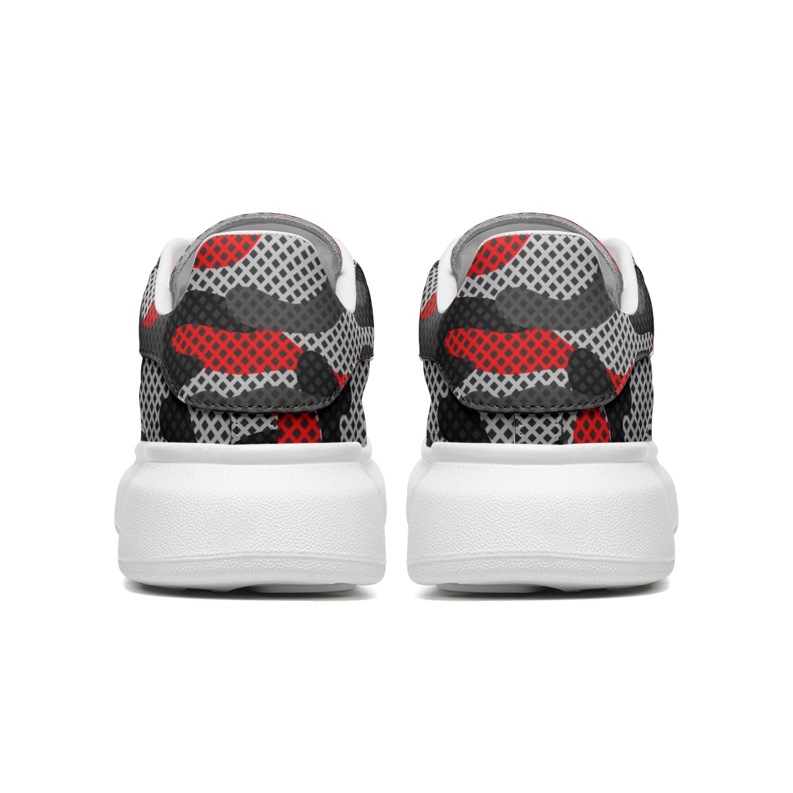 Oversized McQueen Sneakers | Red, Black, and Gray Pixel Camo