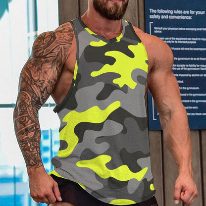 Camo Tank Top | Black, Gray & Yellow Camouflage