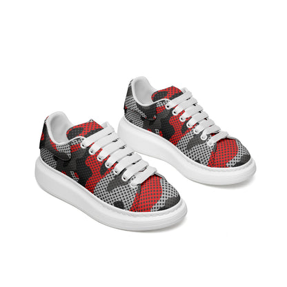 Oversized McQueen Sneakers | Red, Black, and Gray Pixel Camo