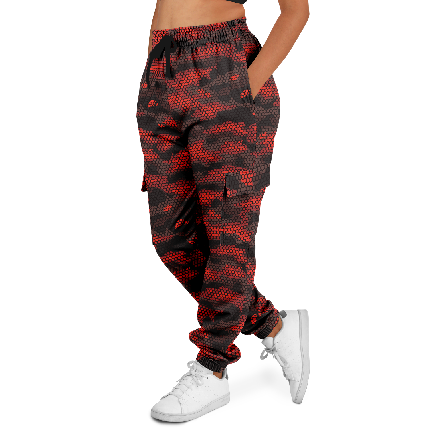 Red Camo Cargo Pants | Geometric Hive | Unisex