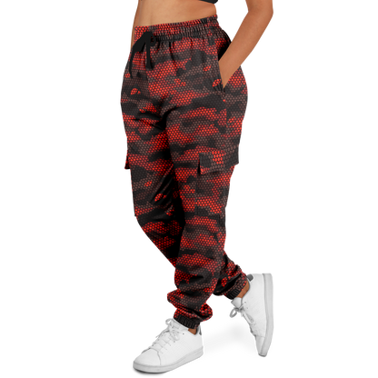 Red Camo Cargo Pants | Geometric Hive | Unisex