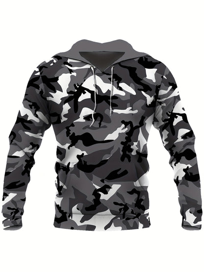 Plus Size Casual Camouflage Hoodie Sweatshirt with Pocket