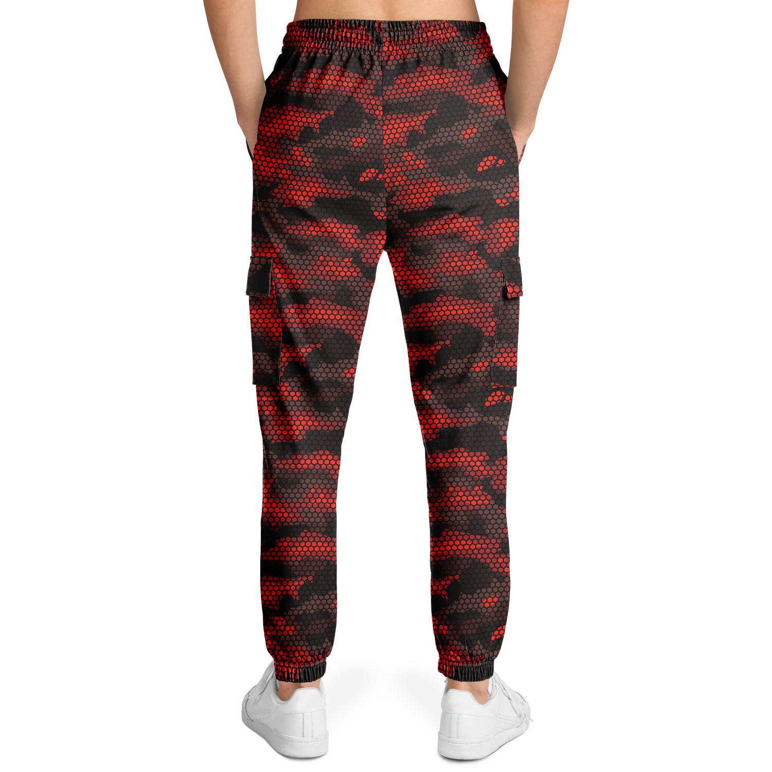 Red Camo Cargo Pants | Geometric Hive | Unisex