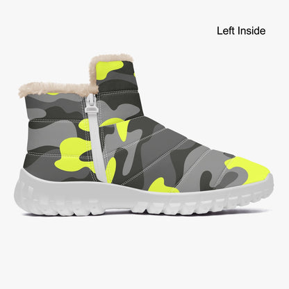 Camo Boots | Cotton-pad Fur Zipper Up | Yellow, Black & Gray