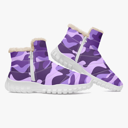 Camo Boots | Cotton-pad Fur Zipper Up | Purple and Blue