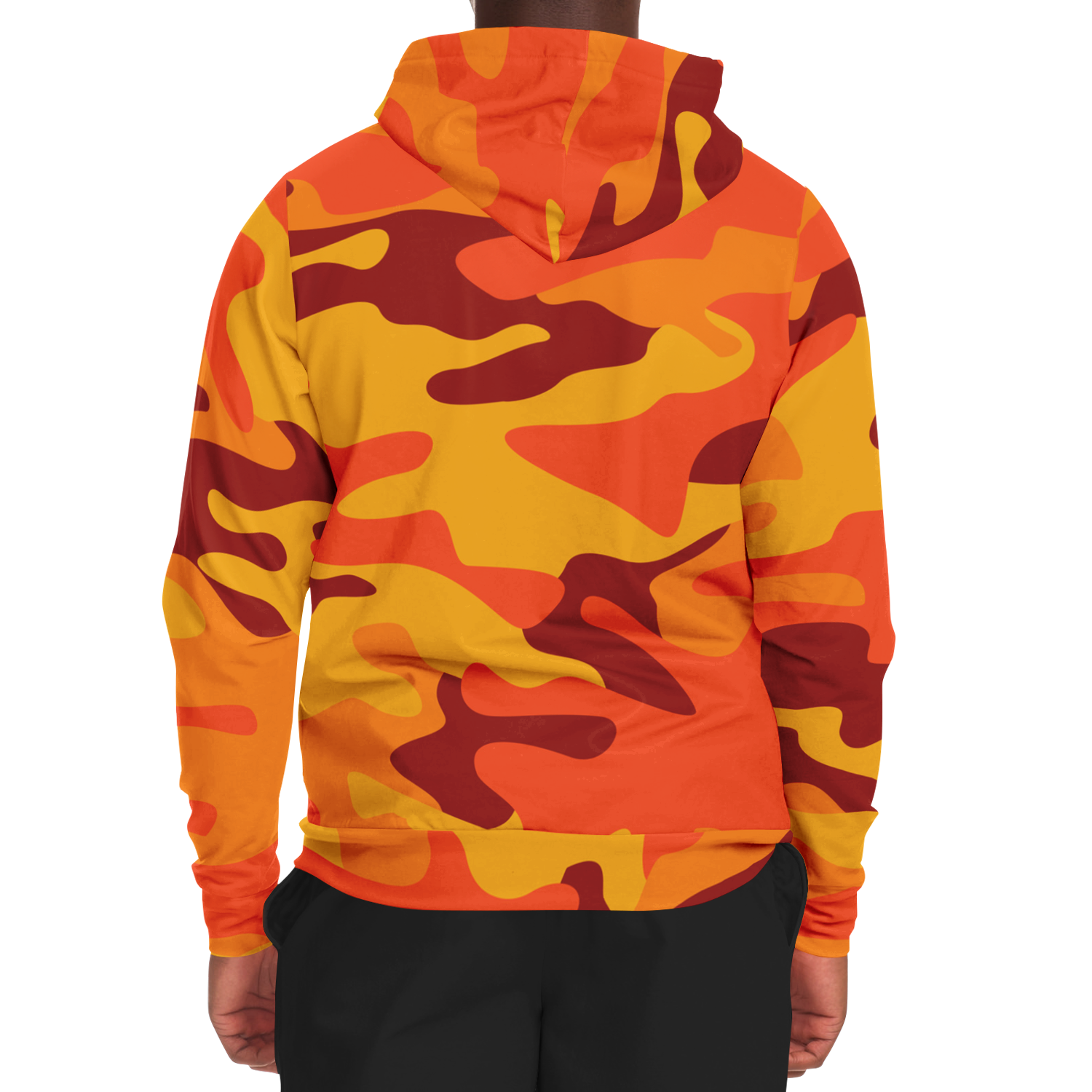 Zip-Up Hoodie | Orange & Red Camouflage