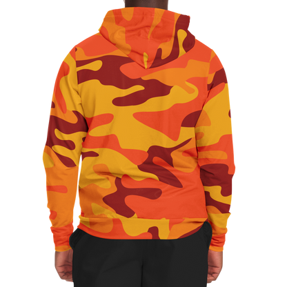 Zip-Up Hoodie | Orange & Red Camouflage