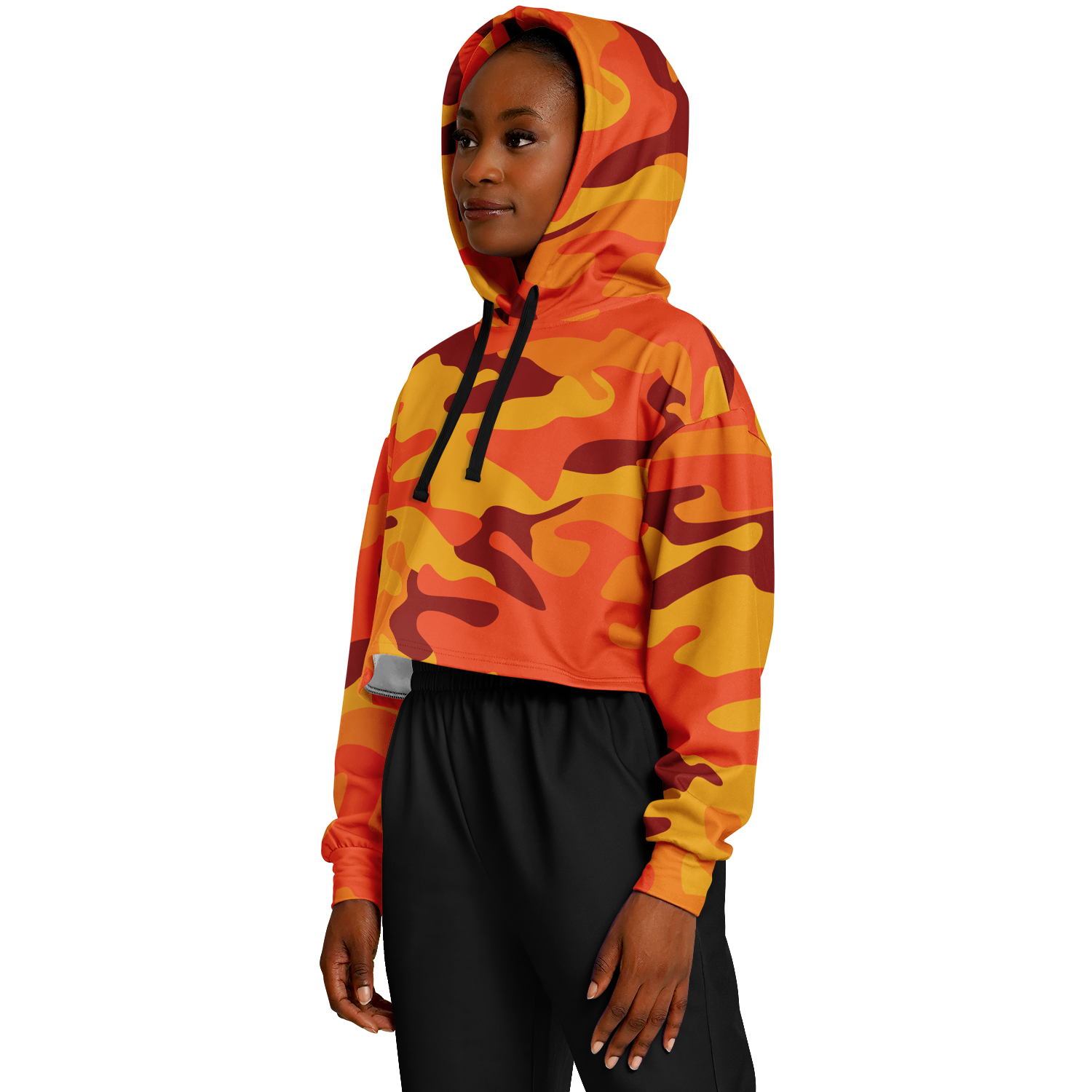 Cropped Hoodie For Women | Orange & Red Camo