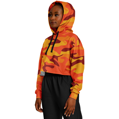 Cropped Hoodie For Women | Orange & Red Camo