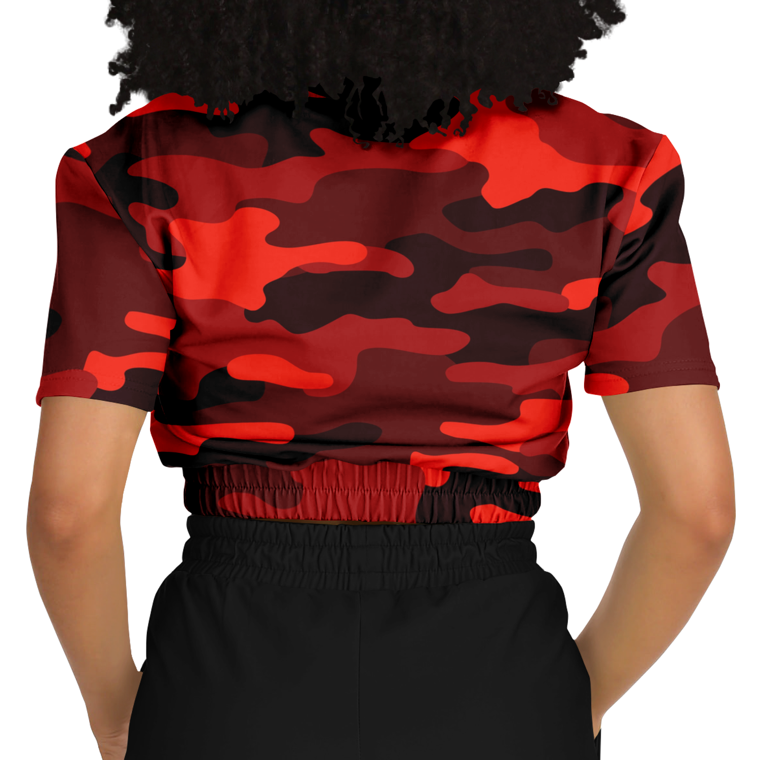 Camo Crop Top Sweatshirt | Scarlet Red & Black Camouflage