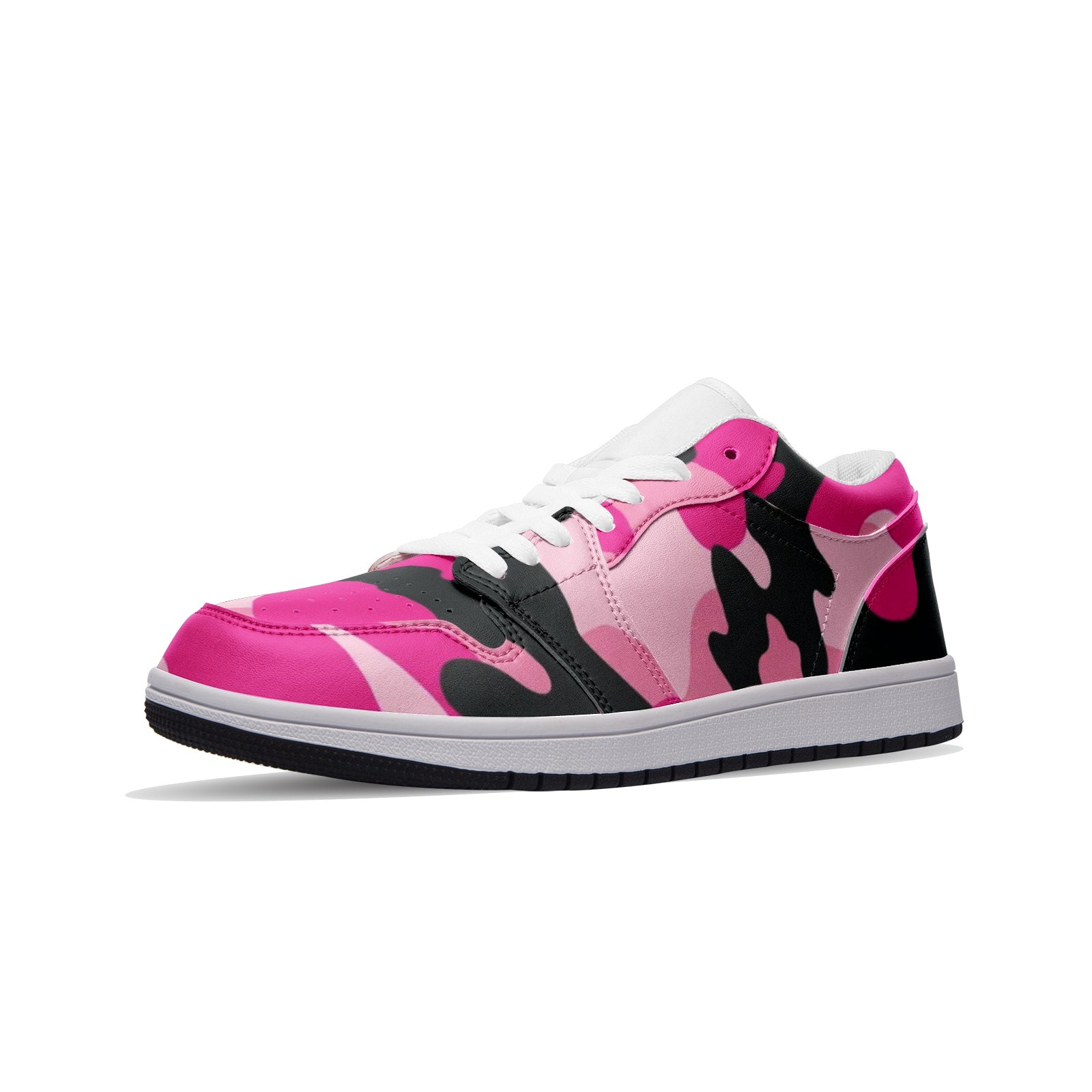 Pink Camo Sneakers | Black & Cerise Combo | Unisex Low Top