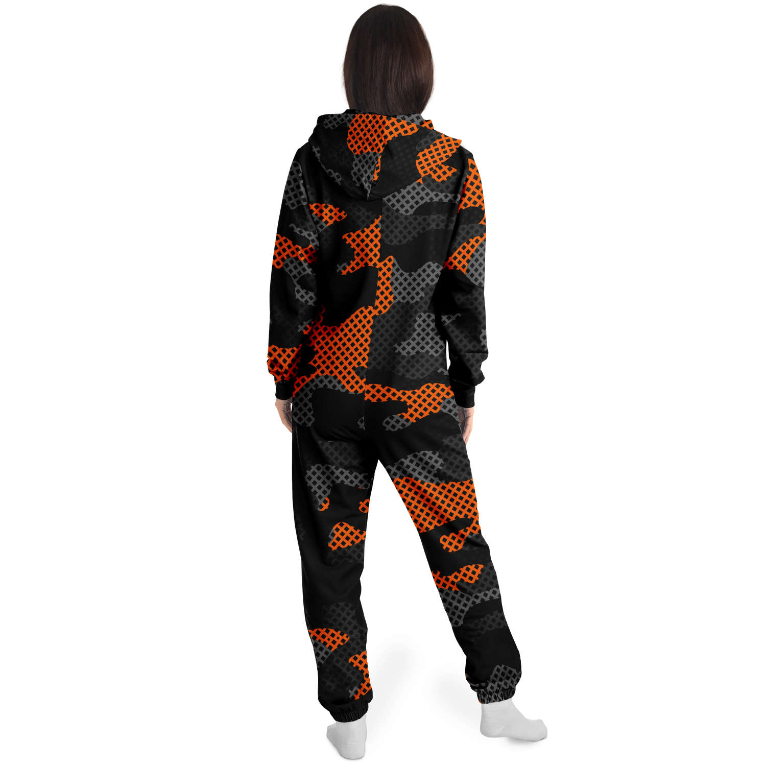 Camo Onesie | Orange and Black Pixel Camouflage