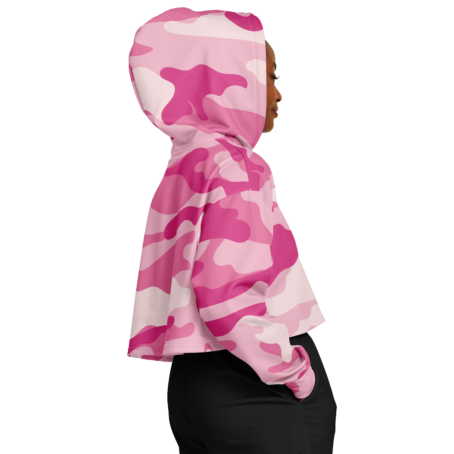 Cropped Hoodie For Women | Lavender Pink Camouflage