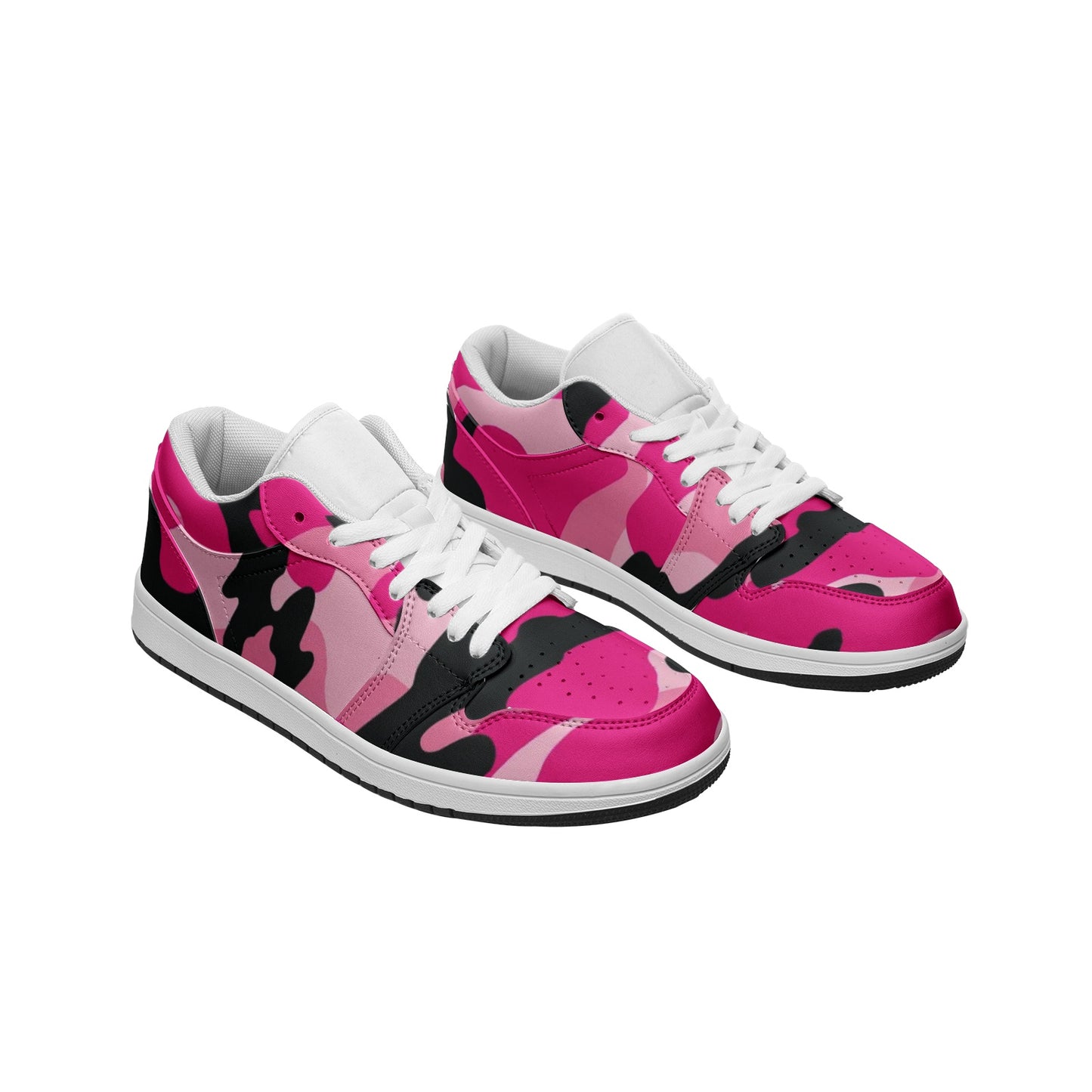 Pink Camo Sneakers | Black & Cerise Combo | Unisex Low Top