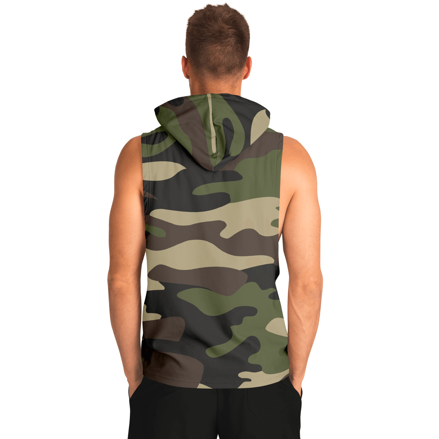 Sleeveless Hoodie | Classic Green Camouflage