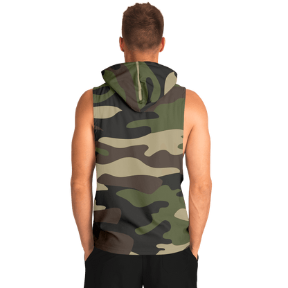 Sleeveless Hoodie | Classic Green Camouflage