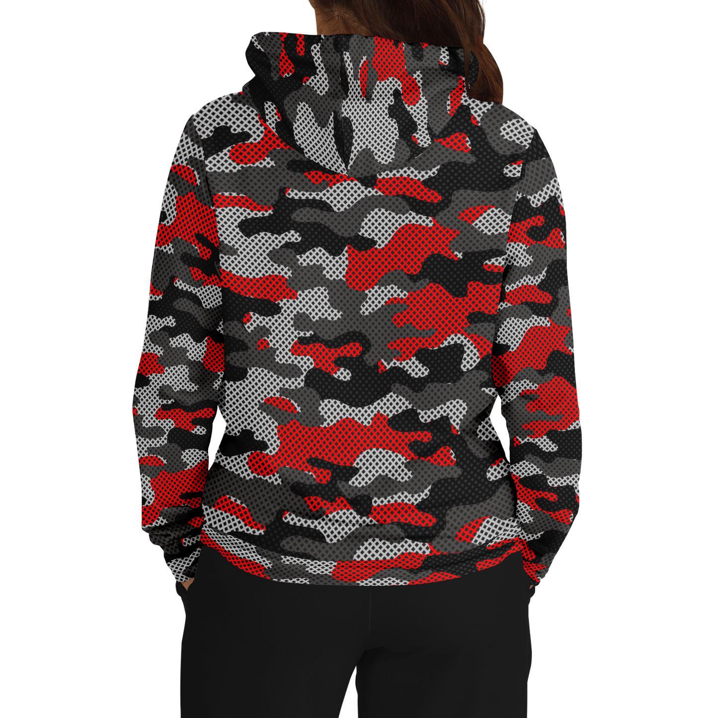 Red Camo Hoodie | Black and Gray Pixel Camouflage