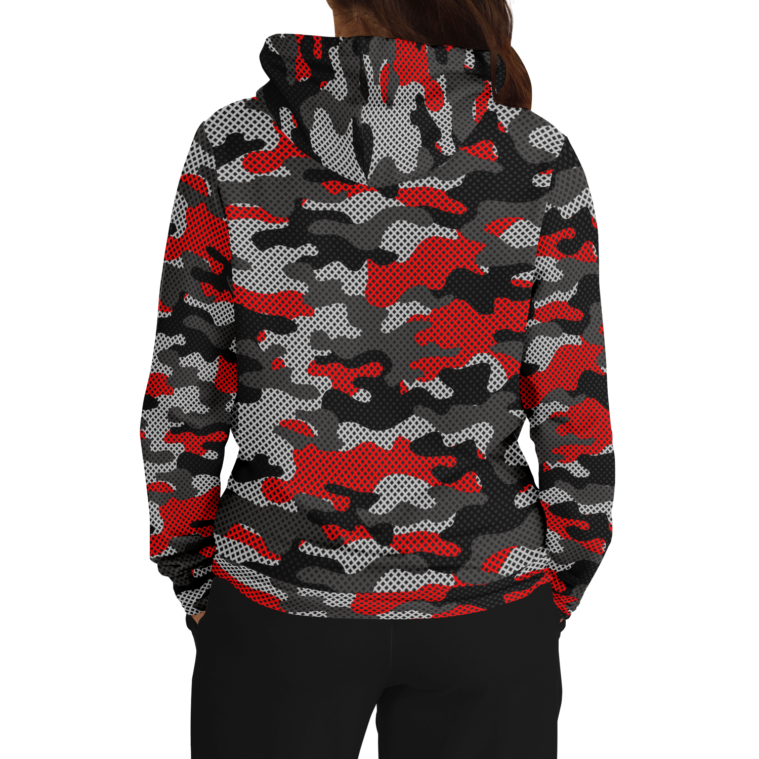 Red Camo Hoodie | Black and Gray Pixel Camouflage