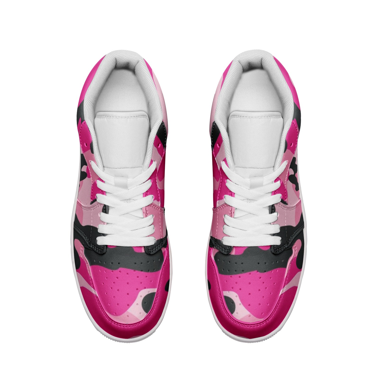 Pink Camo Sneakers | Black & Cerise Combo | Unisex Low Top