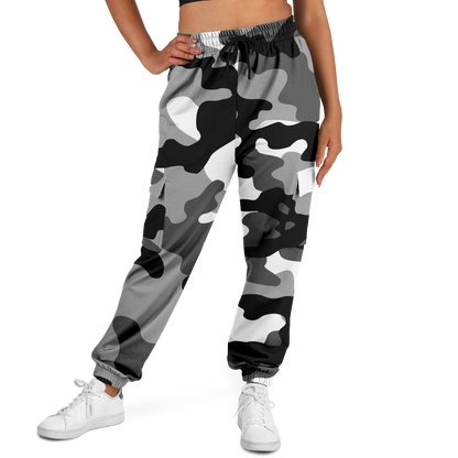 Camo Cargo Pants | Unisex | Black, White & Gray Camouflage