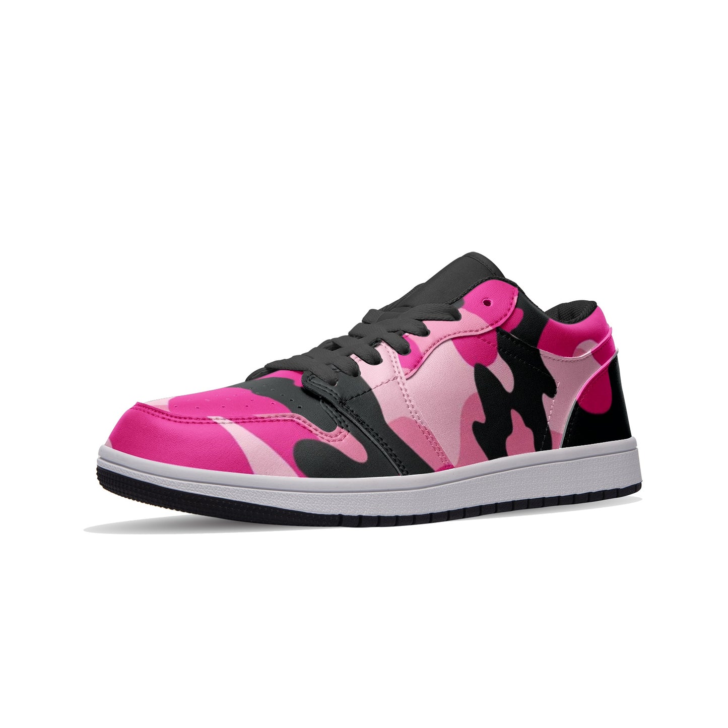 Pink Camo Sneakers | Black & Cerise Combo | Unisex Low Top