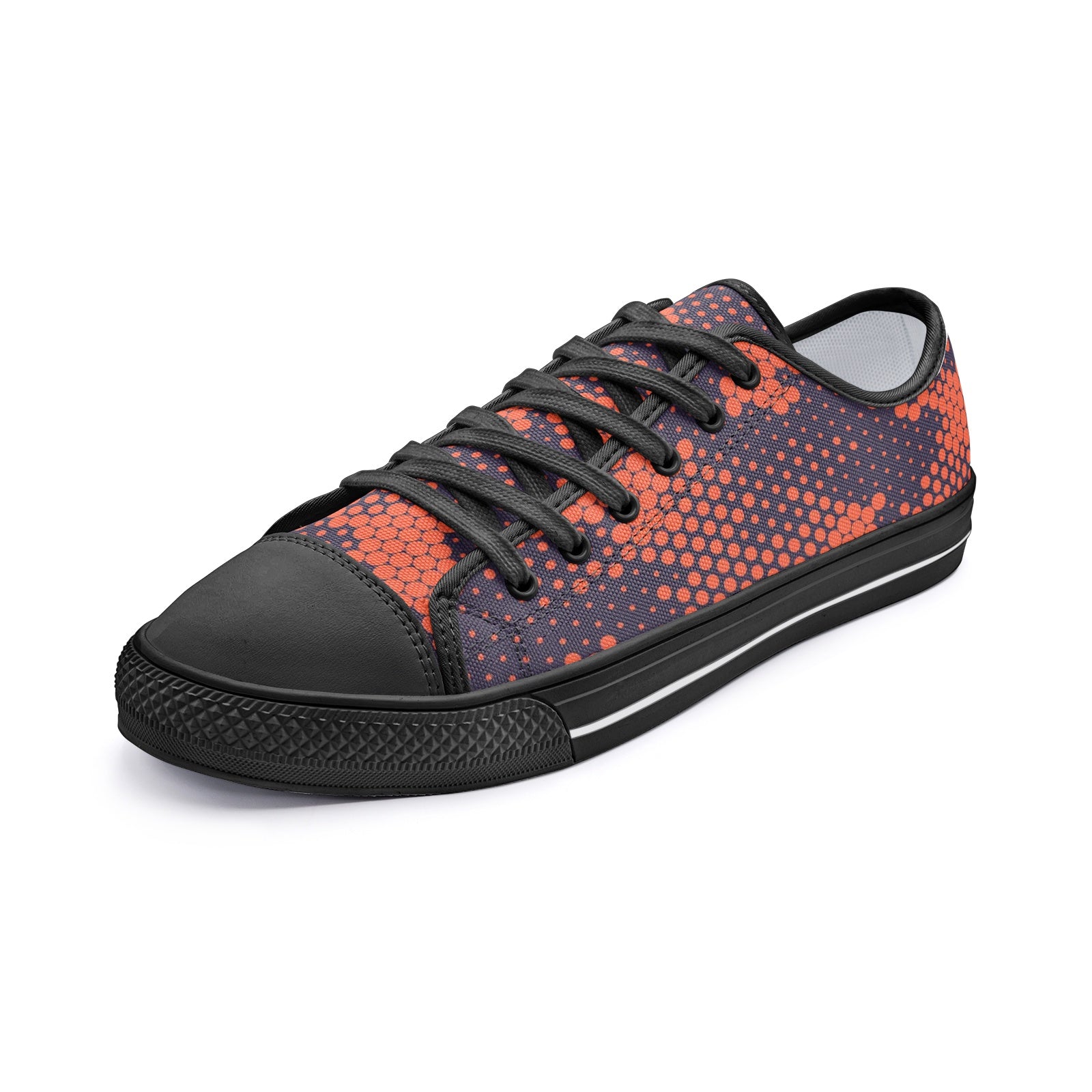 Camo Shoes | Low Top Canvas | Orange & Blue Digital