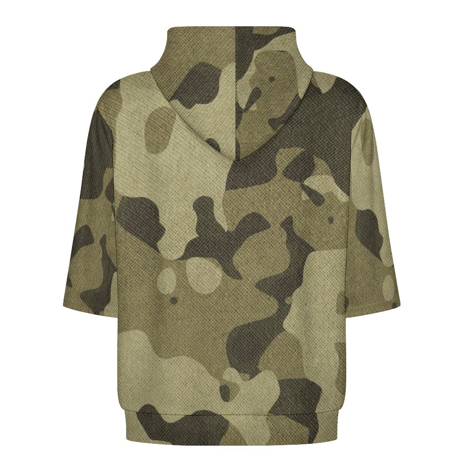 Short Sleeve Hoodie | Green Fabric Camouflage