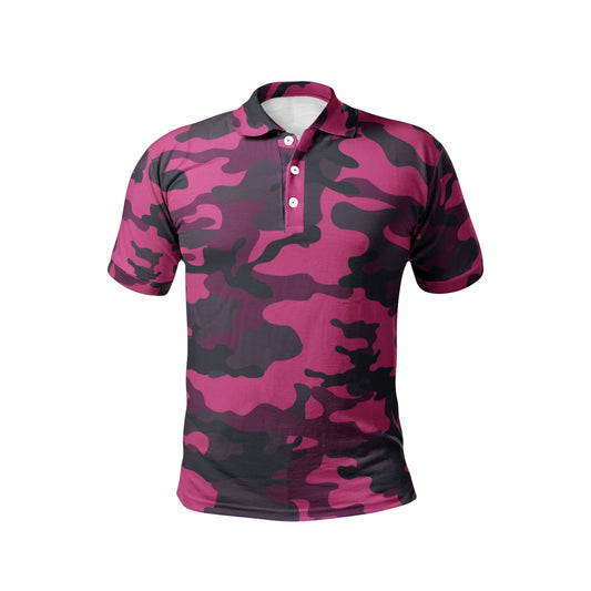 Pink Camo Golf Shirt | Mixed Onyx & Deep Blue Camouflage