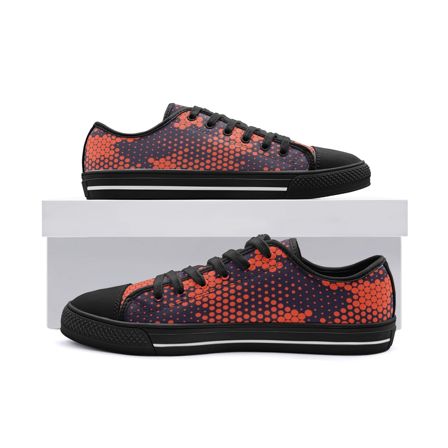 Camo Shoes | Low Top Canvas | Orange & Blue Digital