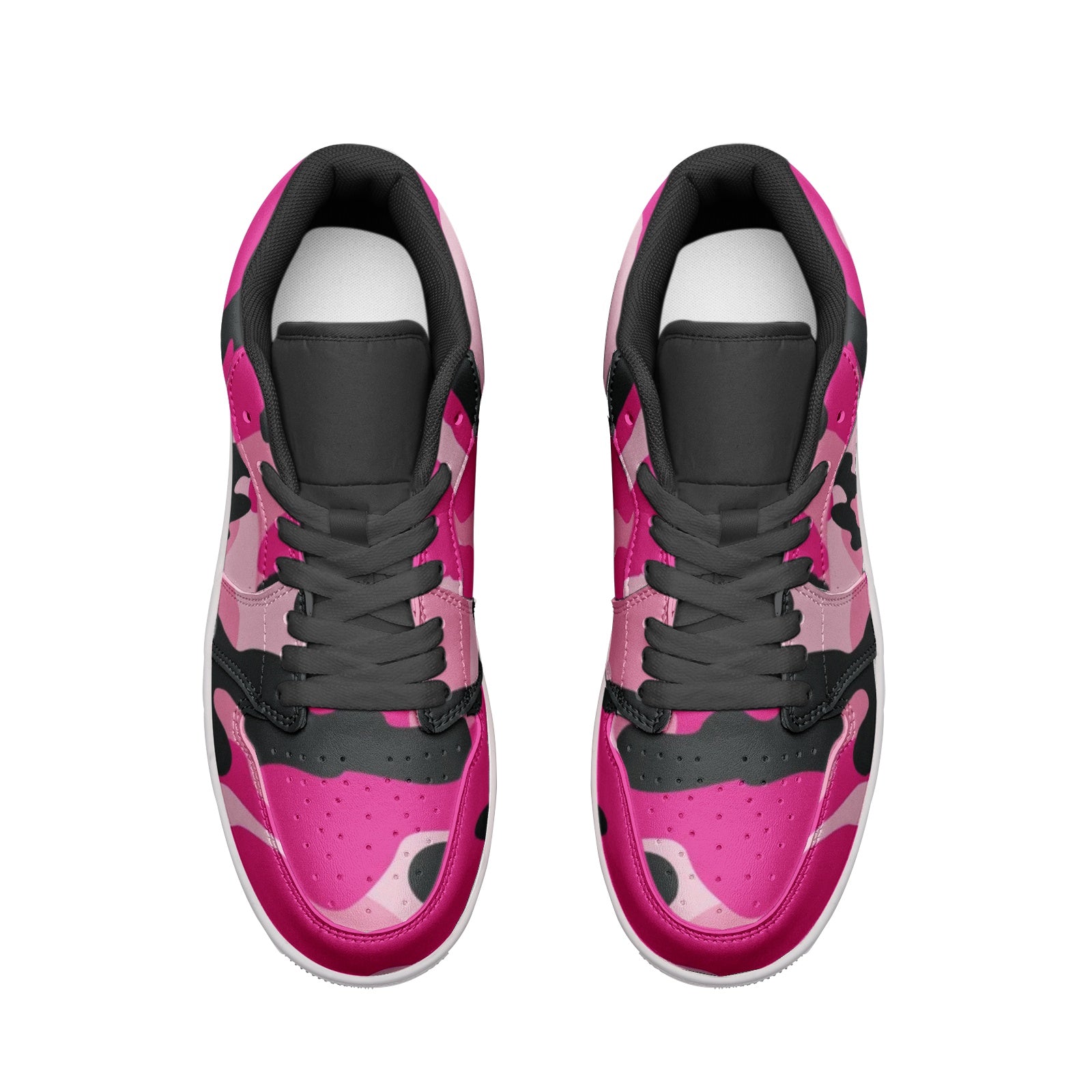 Pink Camo Sneakers | Black & Cerise Combo | Unisex Low Top