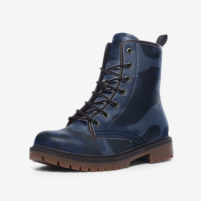 Camo Boots | Leather Camouflage in Deep Blue