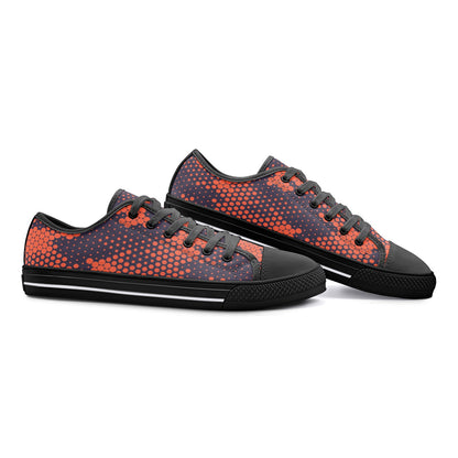 Camo Shoes | Low Top Canvas | Orange & Blue Digital