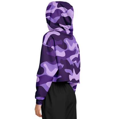 Cropped Hoodie For Women | Purple, Blue & Mauve Camouflage