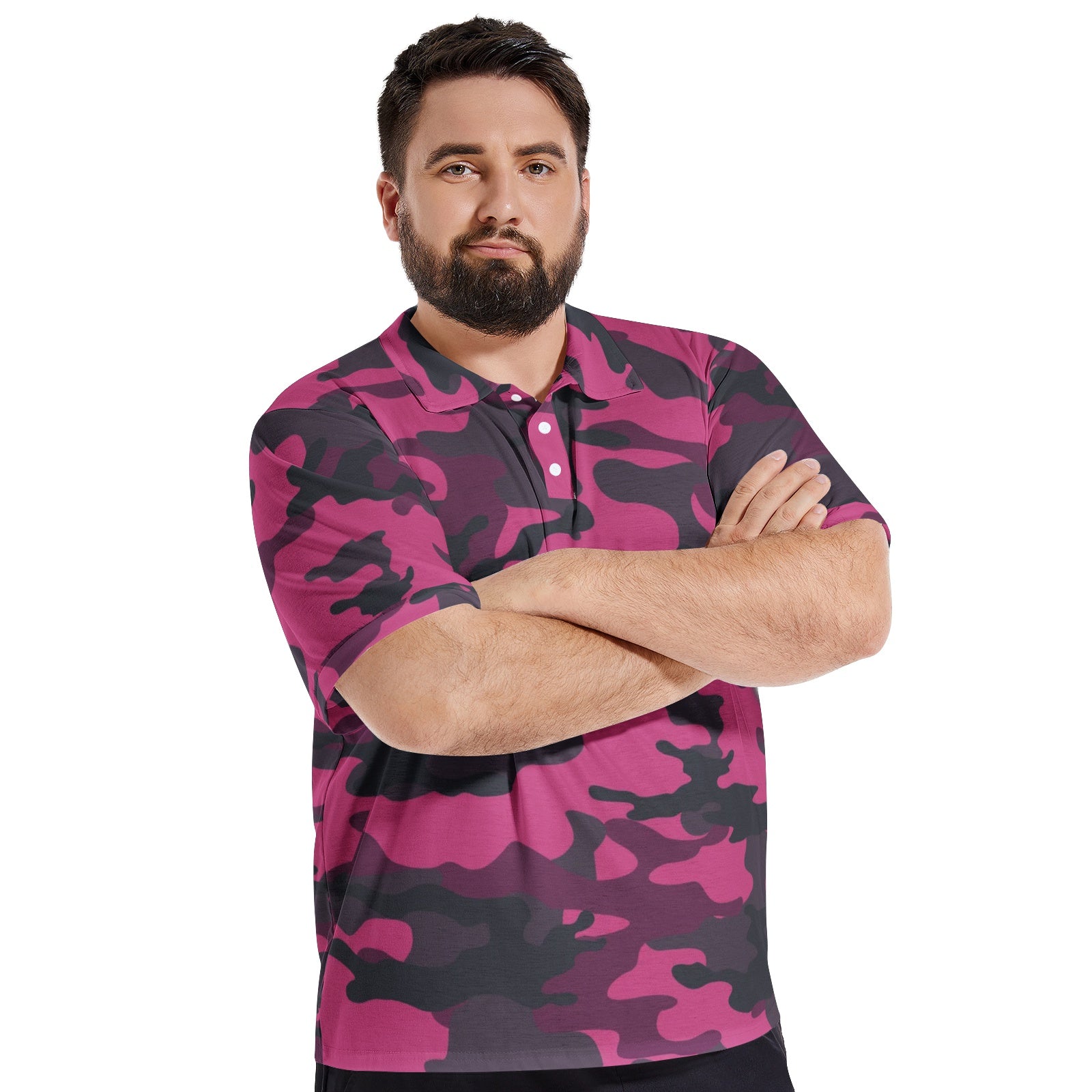 Pink Camo Golf Shirt | Mixed Onyx & Deep Blue Camouflage