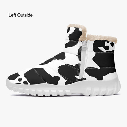 Camo Boots | Cotton-pad Fur Zipper Up | Black and White