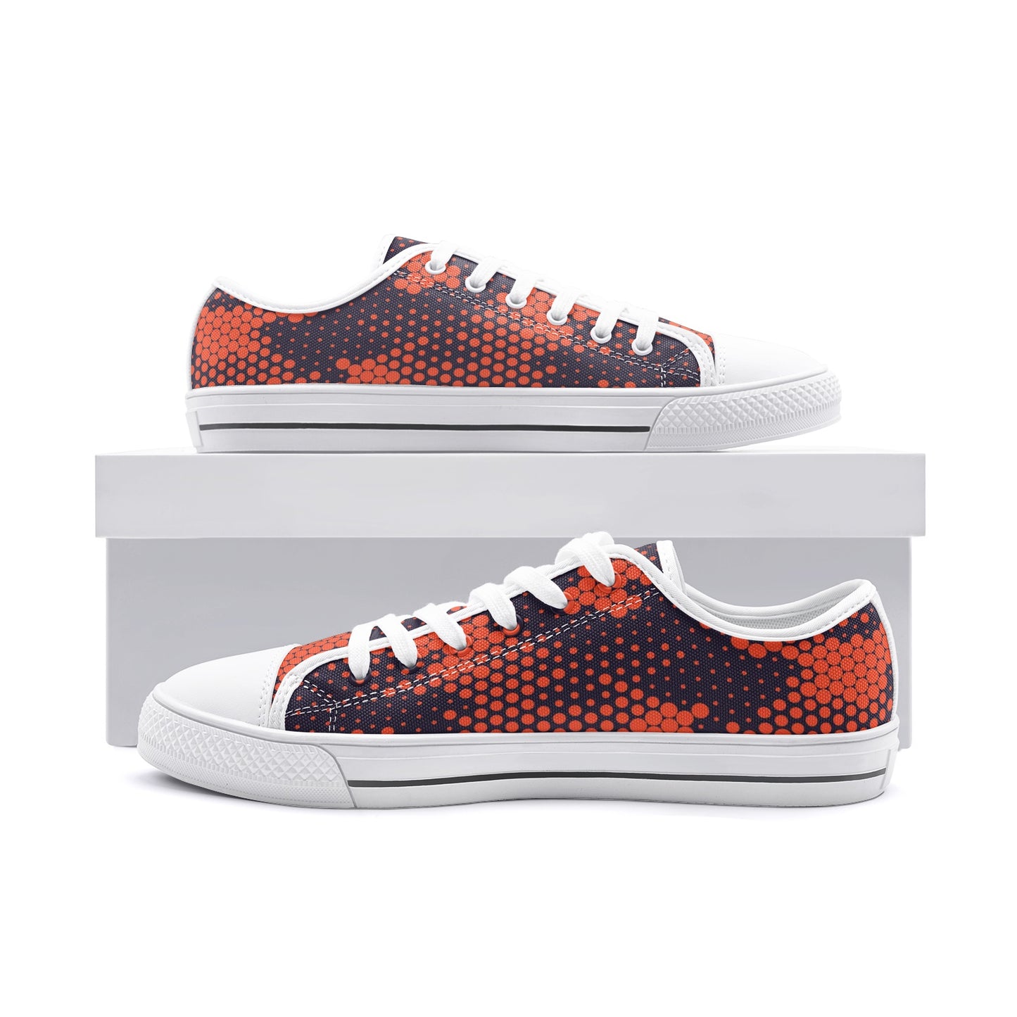 Camo Shoes | Low Top Canvas | Orange & Blue Digital