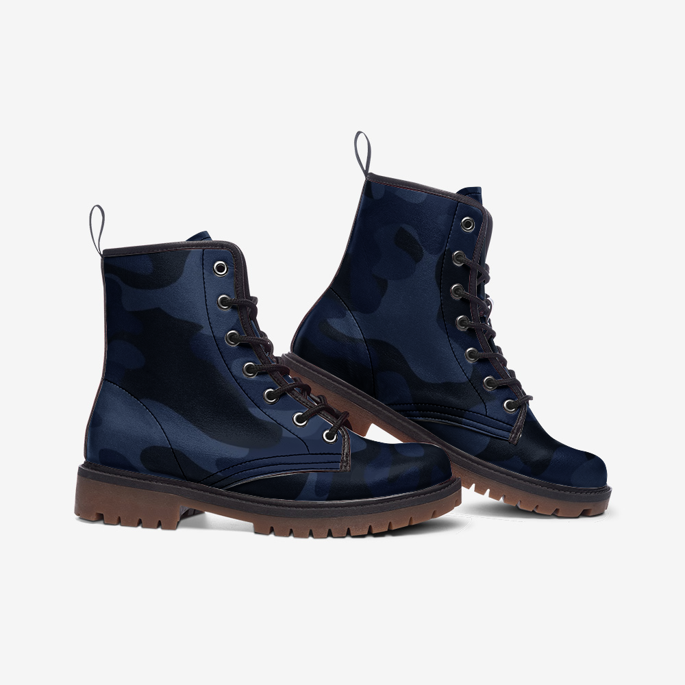 Camo Boots | Leather Camouflage in Deep Blue