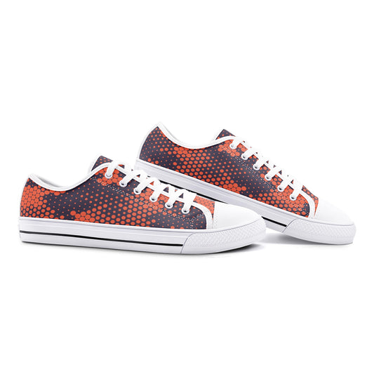 Camo Shoes | Low Top Canvas | Orange & Blue Digital