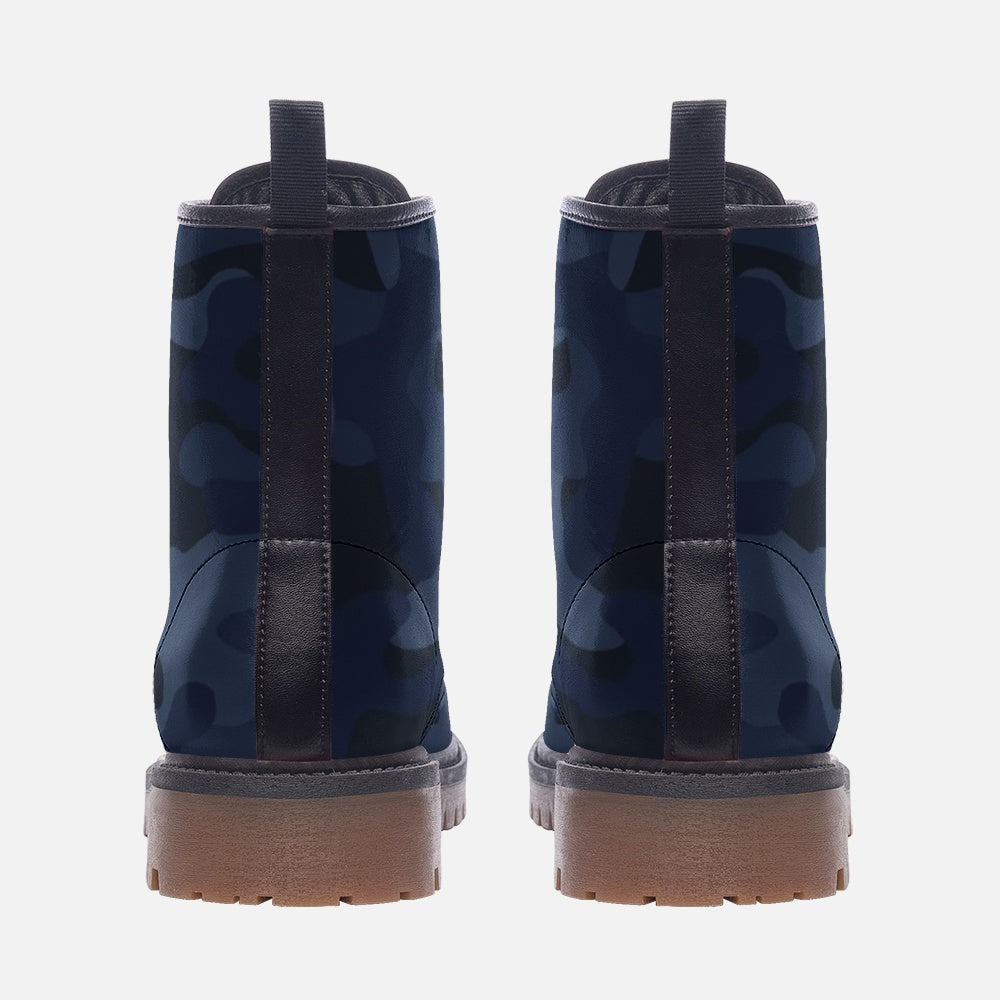 Camo Boots | Leather Camouflage in Deep Blue