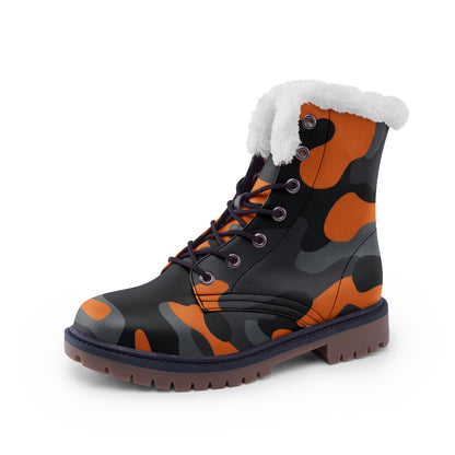 Snow Camo Boots | Orange, Black, and Gray Camouflage