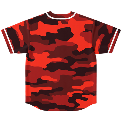 Camo Baseball Jersey | Scarlet Red & Black Camouflage