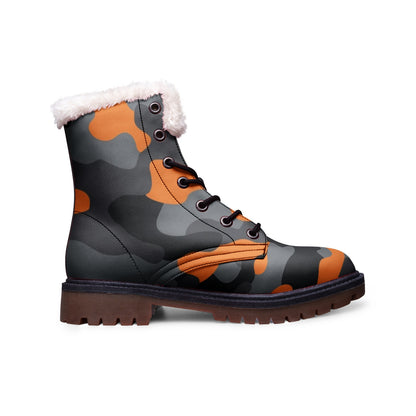 Snow Camo Boots | Orange, Black, and Gray Camouflage