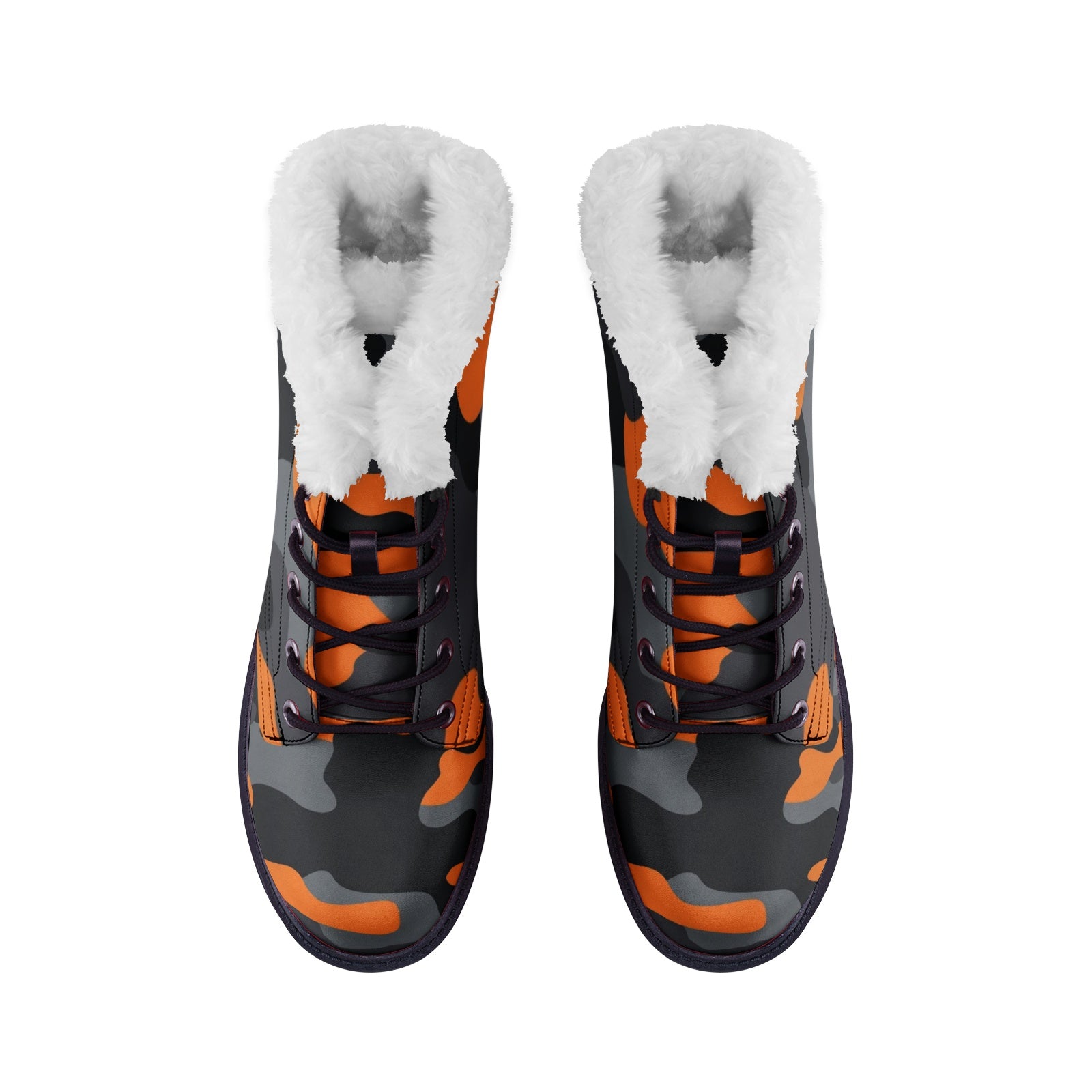 Snow Camo Boots | Orange, Black, and Gray Camouflage